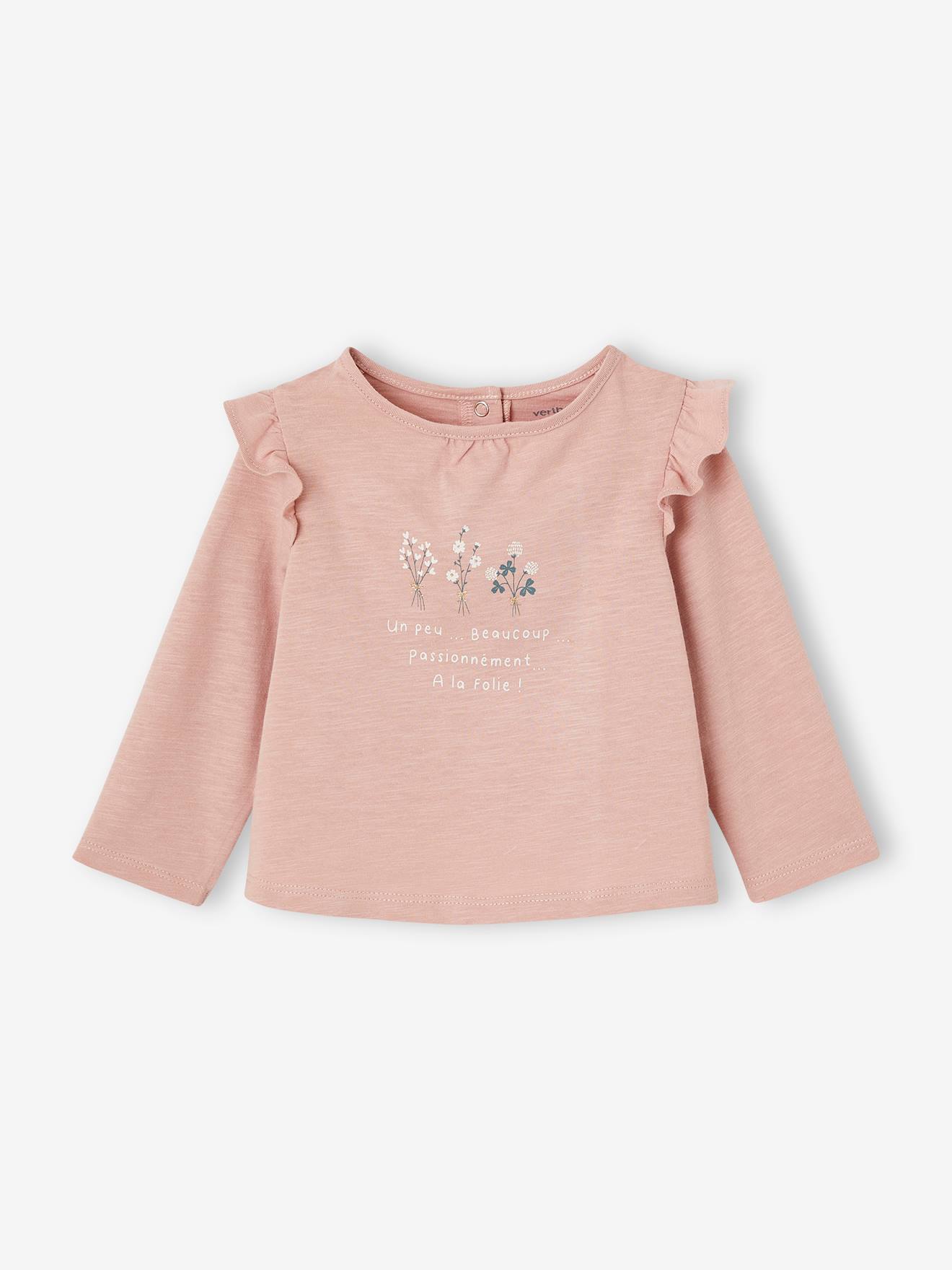 Printed Long Sleeve Top for Babies rosy