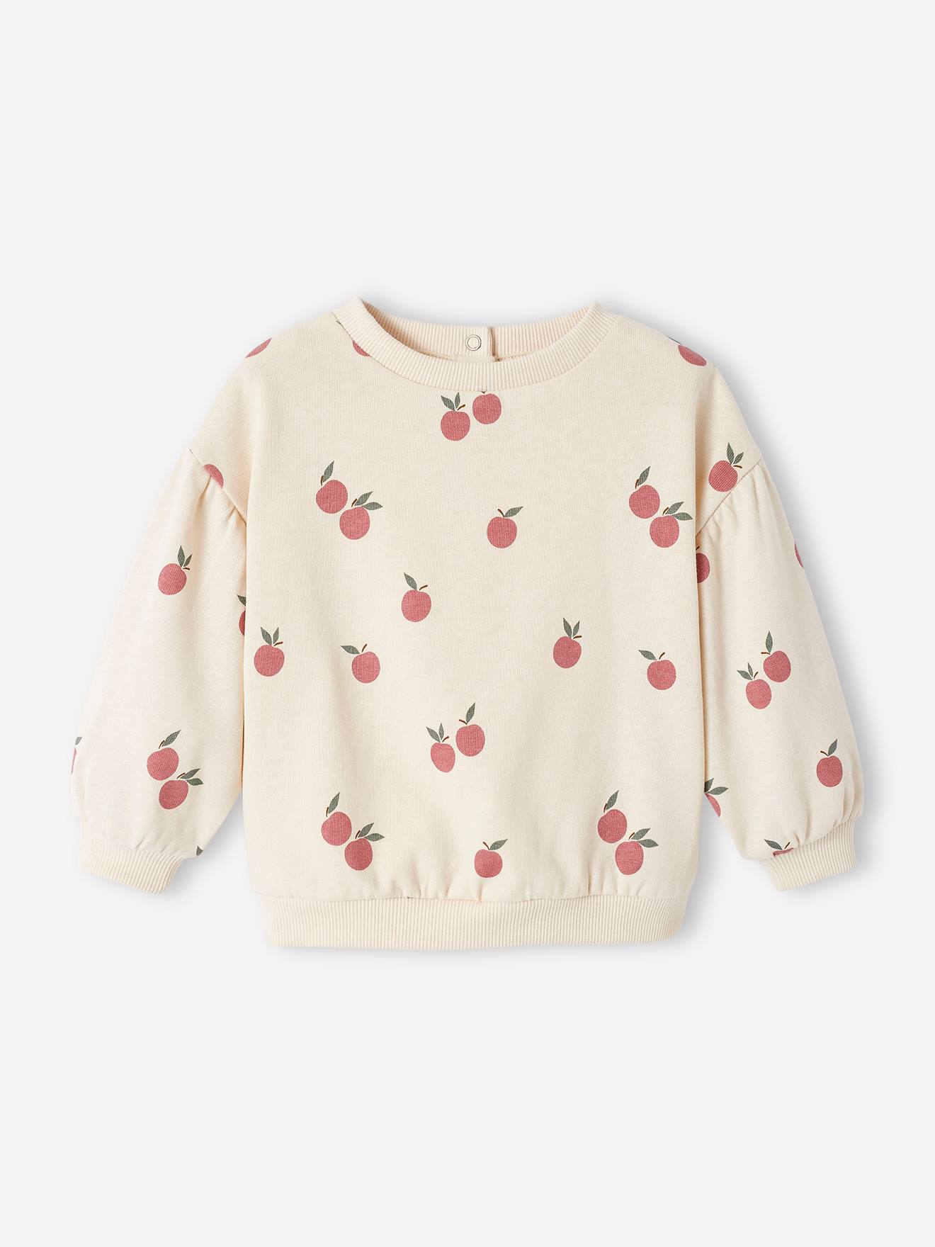 Printed Sweatshirt in Fleece, for Babies ecru