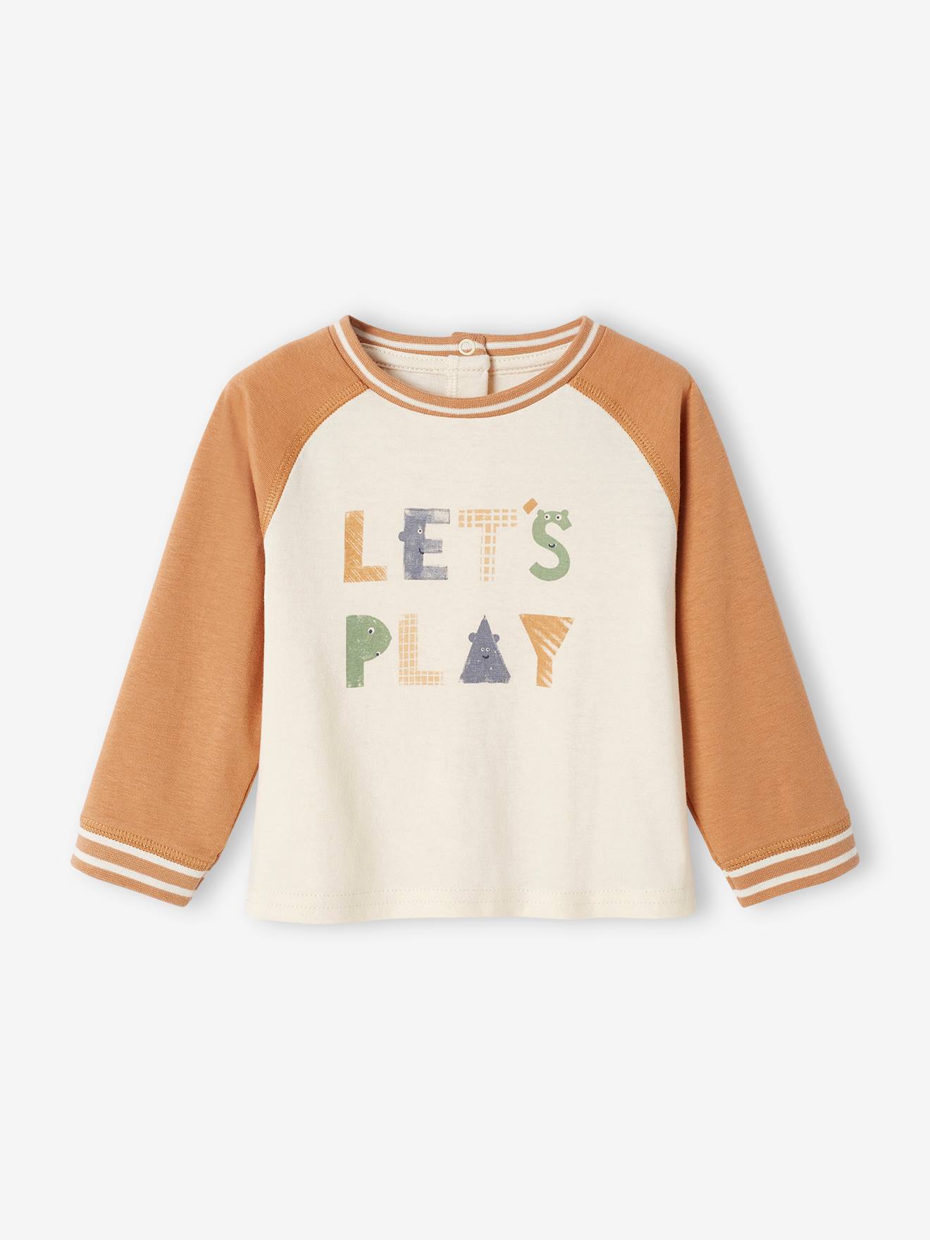 Long Sleeve Colourblock Top for Babies ecru