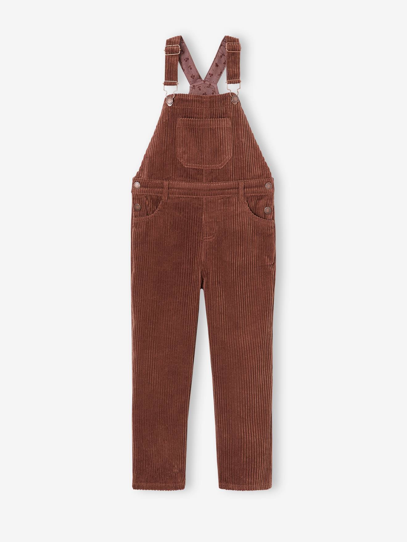 Corduroy Dungarees for Girls chocolate