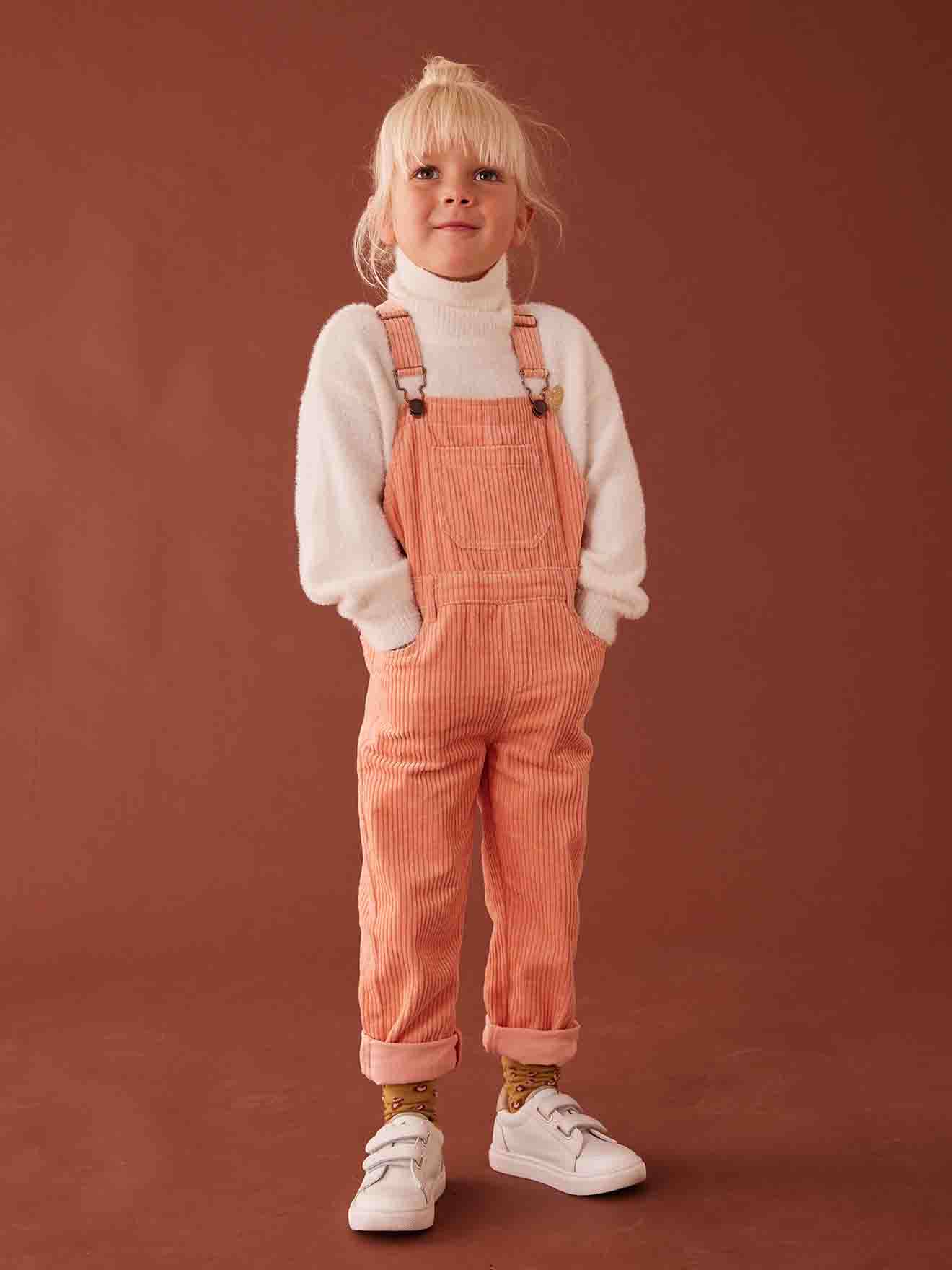 Corduroy Dungarees for Girls peach