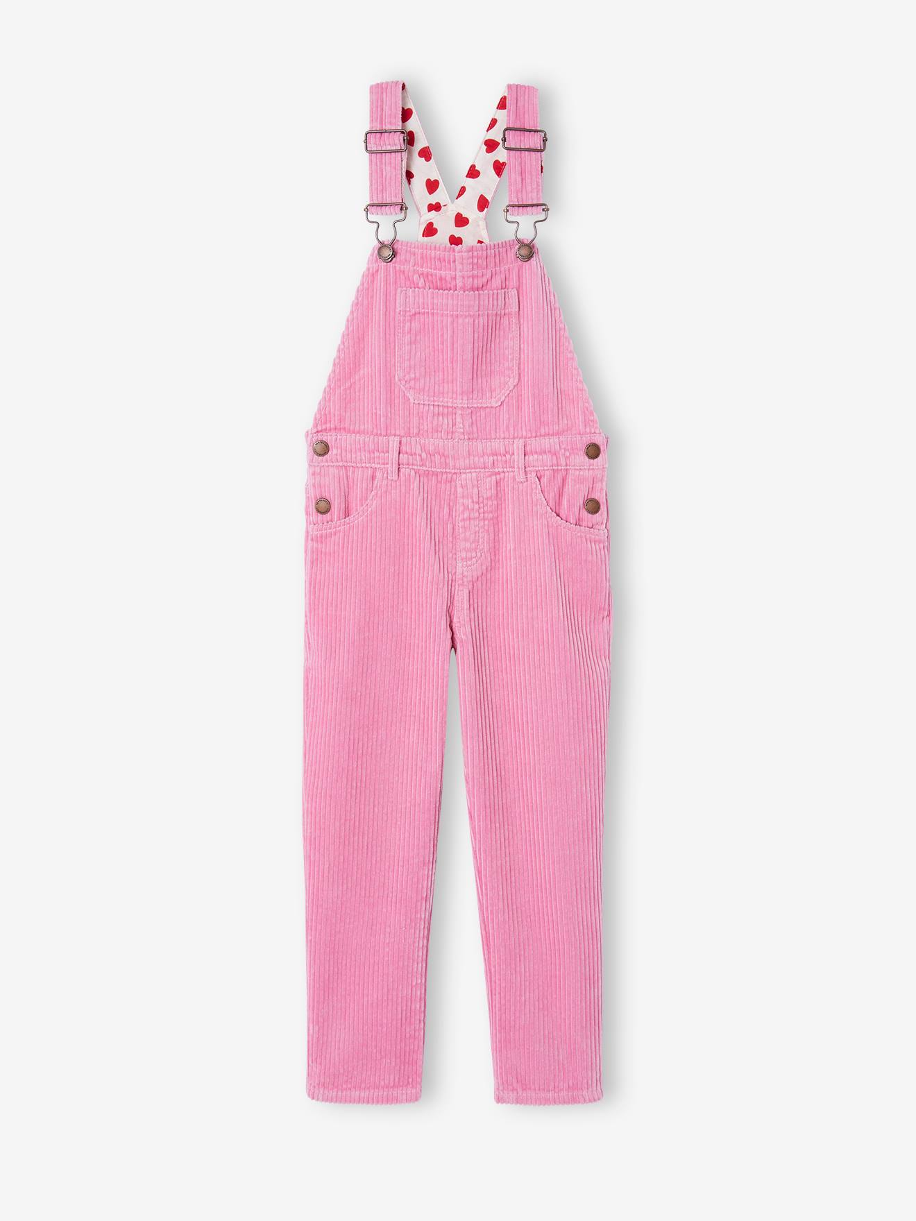 Corduroy Dungarees for Girls old rose