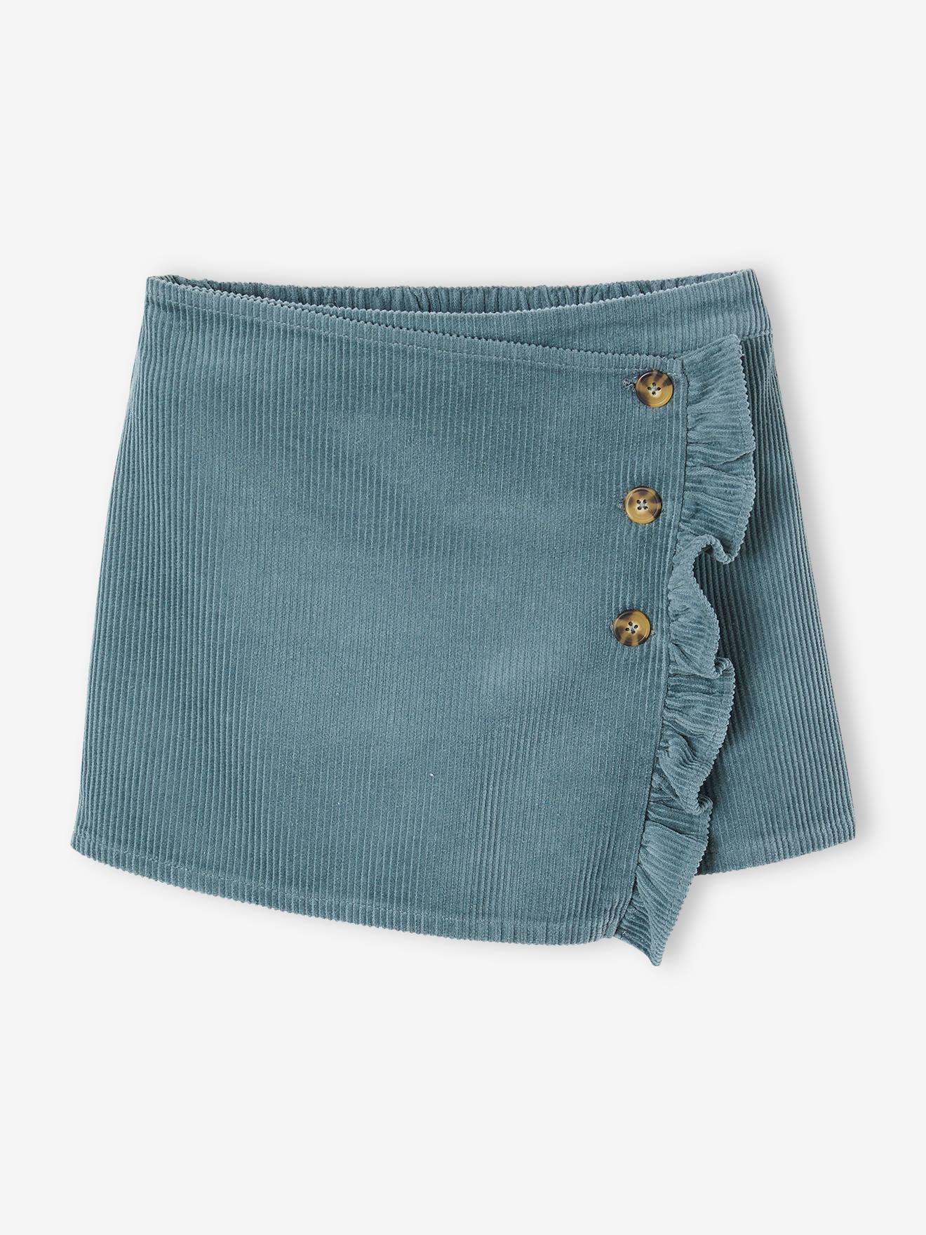 Envelope-type Corduroy Skort for Girls peacock blue
