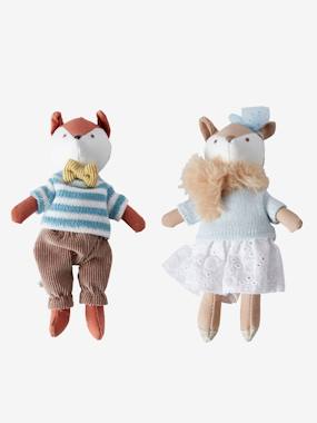 Set of 2 Linen Dolls, Couple of Foxes multi