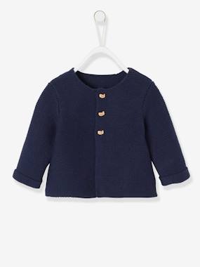 Knitted Cardigan in Purl Stitch for Newborns blush pink