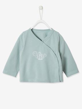 Cardigan in Organic Cotton, for Newborns green