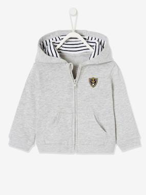 Jacket with Hood & Zip For Baby Boys grey anthracite