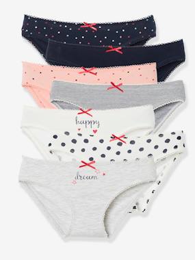 Pack of 7 Briefs, One for Each Day of the Week, for Girls white