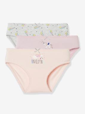 Pack of 3 Stretch Briefs, for Girls purple/multi