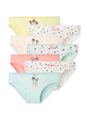 Pack of 7 Briefs with Days of the Week for Girls blue