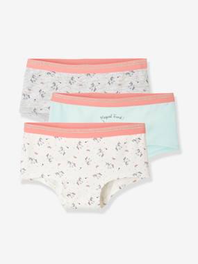 Pack of 3 Shorties for Girls, Unicorn white