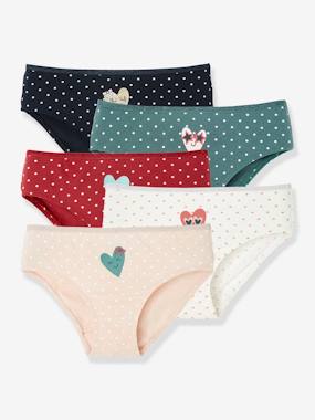 Pack of 5 Briefs for Girls light pink/print