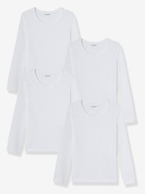 Girls' Pack of 4 Long-Sleeved T-Shirts white