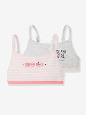 Pack of 2 Stretch Bras, for Girls light pink