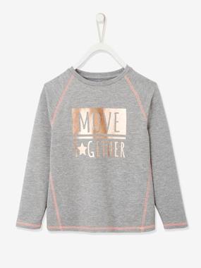 Move together Sports Top with Iridescent Inscription, Oeko-Tex®, for Girls light grey