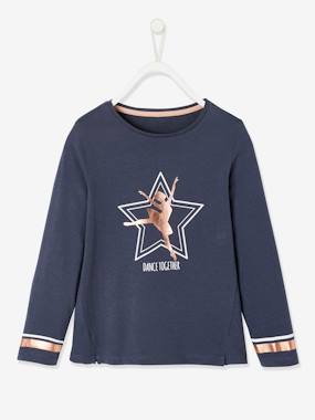 Sports Top, Ballerina & Star with Iridescent Details, for Girls dark grey
