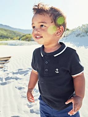 Polo Shirt with Embroidery on the Chest, for Baby Boys dark blue