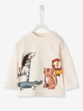 Top with Jungle Animals, for Baby Boys beige