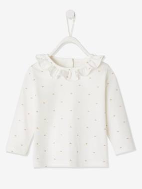 Top with Frill on the Neckline, for Baby Girls dark blue/print