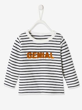 Top with Message for Baby Boys dark red stripes