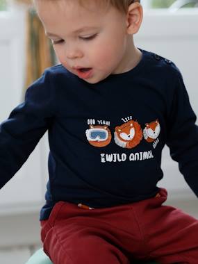 Long-Sleeved Top with Fun Motifs, for Baby Boys dark green