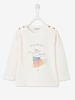 Long Sleeve 'lac des ours' Top for Babies white