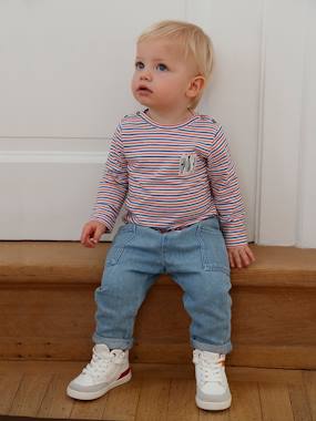 Striped Long Sleeve Top for Babies white stripes