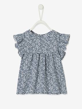 T-Shirt with Printed Flowers, for Babies dark blue/print