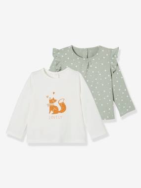 Pack of 2 Long Sleeve Tops, 'Lovely', for Babies light pink