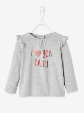 Long Sleeve Top with Ruffles, for Babies light grey