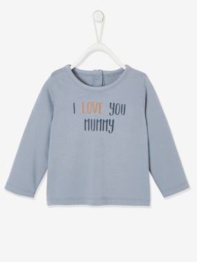 Long Sleeve Top with Message, for Babies blue