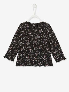 Floral Long Sleeve Top, for Babies black/print