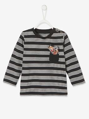 Striped Long Sleeve Top, for Babies dark grey stripes
