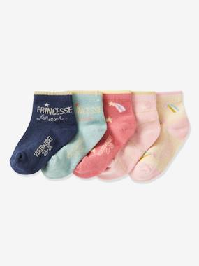 Pack of 5 Pairs of Princess Socks pink/multi