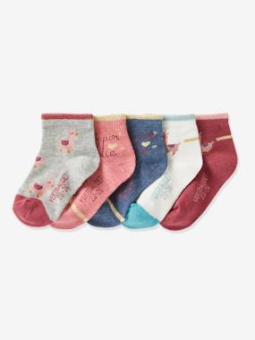 Pack of 5 Pairs of Llama Socks, Oeko-Tex® dark pink