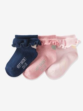 Pack of 3 Pairs of Oeko-Tex® Socks, Frilly Heart pink/multi