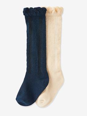 Pack of 2 Pairs of Knee-High Socks, Oeko-Tex® dark blue