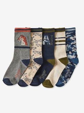 Pack of 5 Pairs of Tiger Socks, Oeko-Tex® dark blue