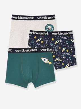 Pack of 3 Boxers for Boys, Explorer dark blue