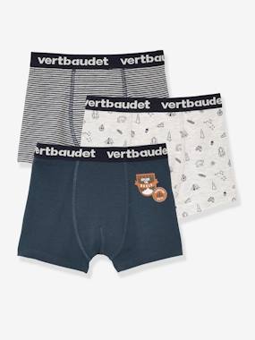 Pack of 3 Stretch Boxers for Boys, Camper dark blue