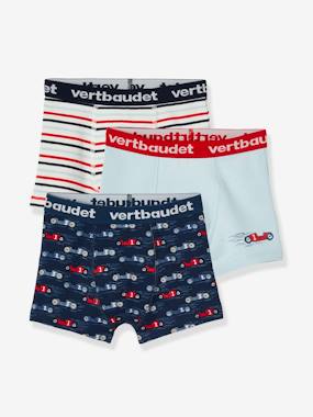 Pack of 3 Stretch Boxer Shorts, Cars, for Boys blue