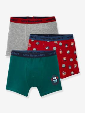 Pack of 3 Monster Boxers for Boys green