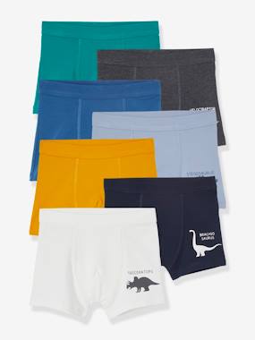 Pack of 7 Stretch Boxers for Boys, Dinosaurs white