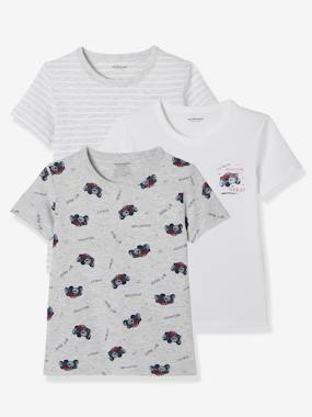 Pack of 3 T-Shirts for Boys light grey/print