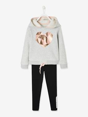 Sports Combo: Sweatshirt with Heart & Leggings, for Girls light pink