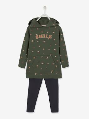 Hooded Fleece Dress & Leggings Combo, for Girls, Oeko-Tex® green