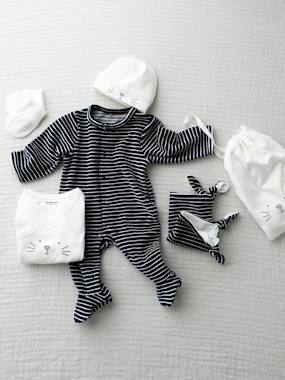 5-Piece Newborn Kit & Striped Bag, Cat dark blue