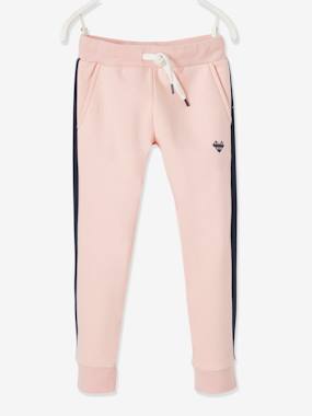 Fleece Joggers with Stripe Down the Sides, for Girls dark blue