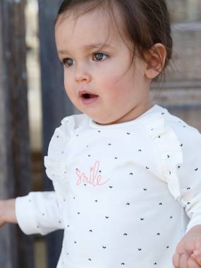 Sweatshirt with Ruffles & Message, for Baby Girls dark blue/print