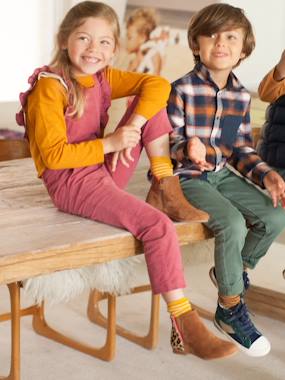 Corduroy Dungarees with Ruffles, for Girls pink